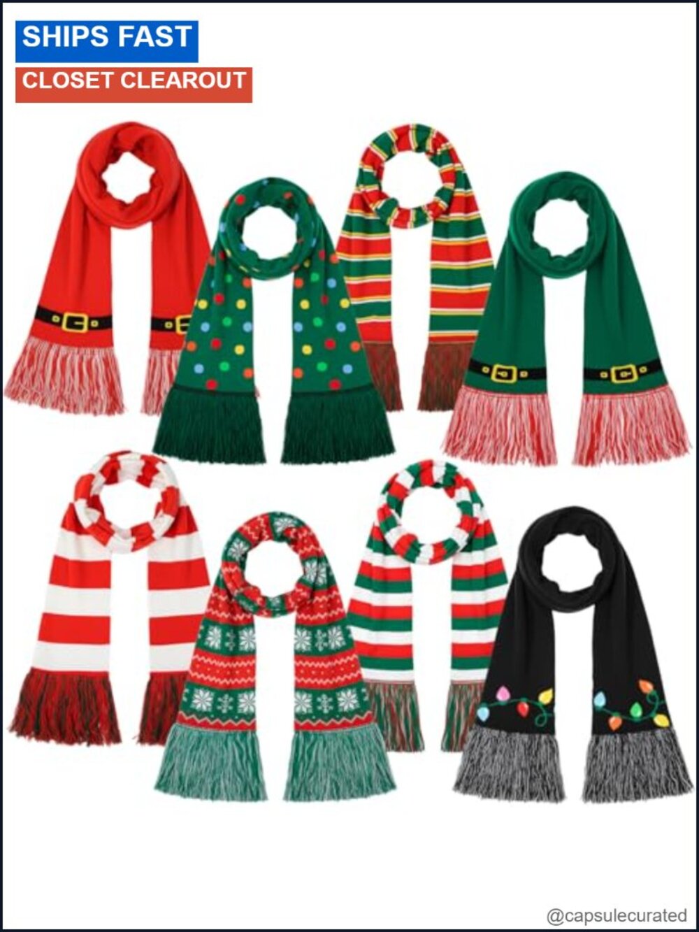 8 Pack Women's Knitted Scarves with Tassels Acrylic Winter Wraps